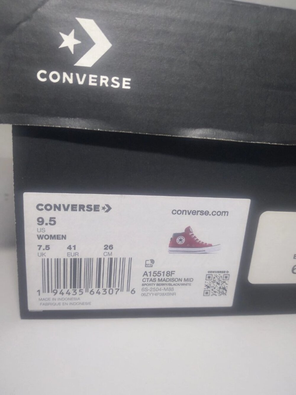 Converse Womens 9.5 CTAS Madison MID A15518F Sporty Berry Plaid Sneakers NEW - Picture 8 of 10